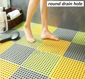 6pcs Interlocking No Slip Bathroom Floor Tiles Rubber Mats