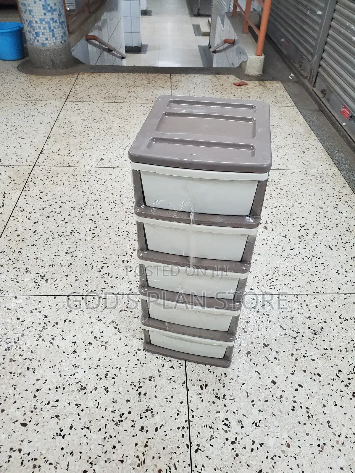 Plastic Storage Cabinet Trolley Cream