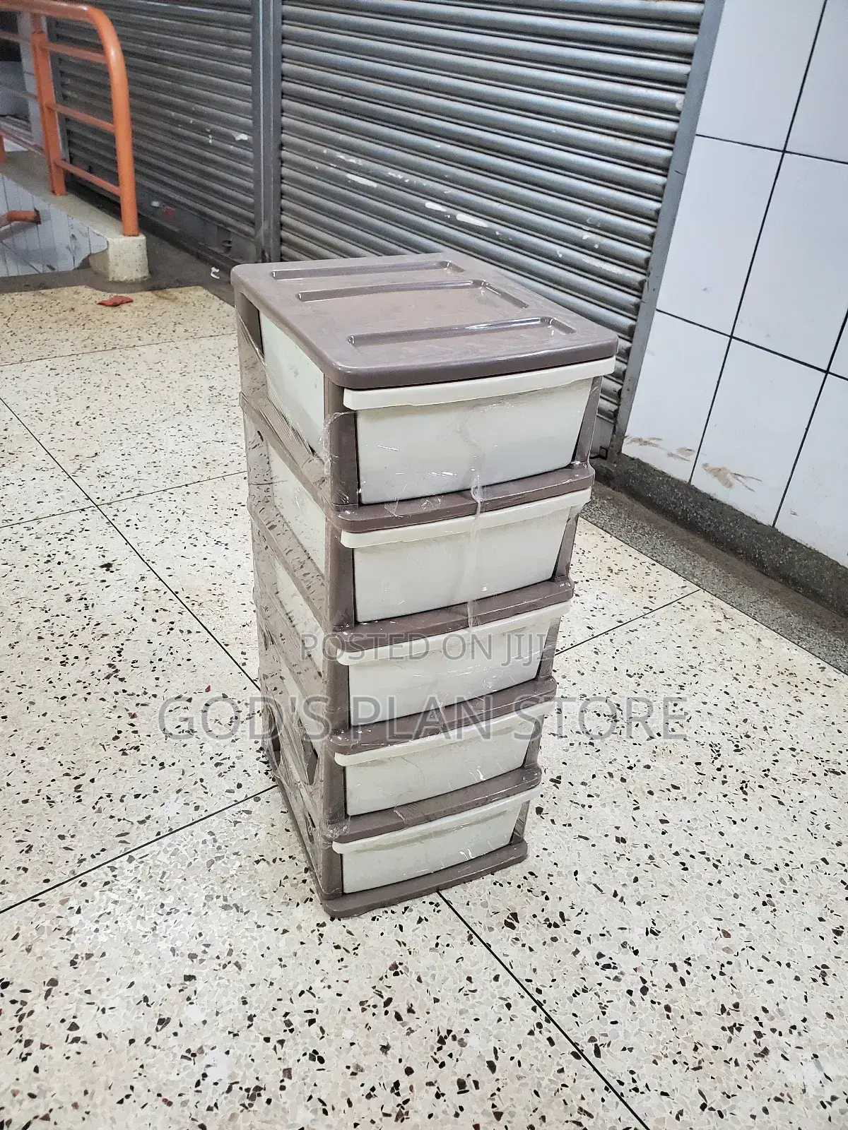Plastic Storage Cabinet Trolley Cream