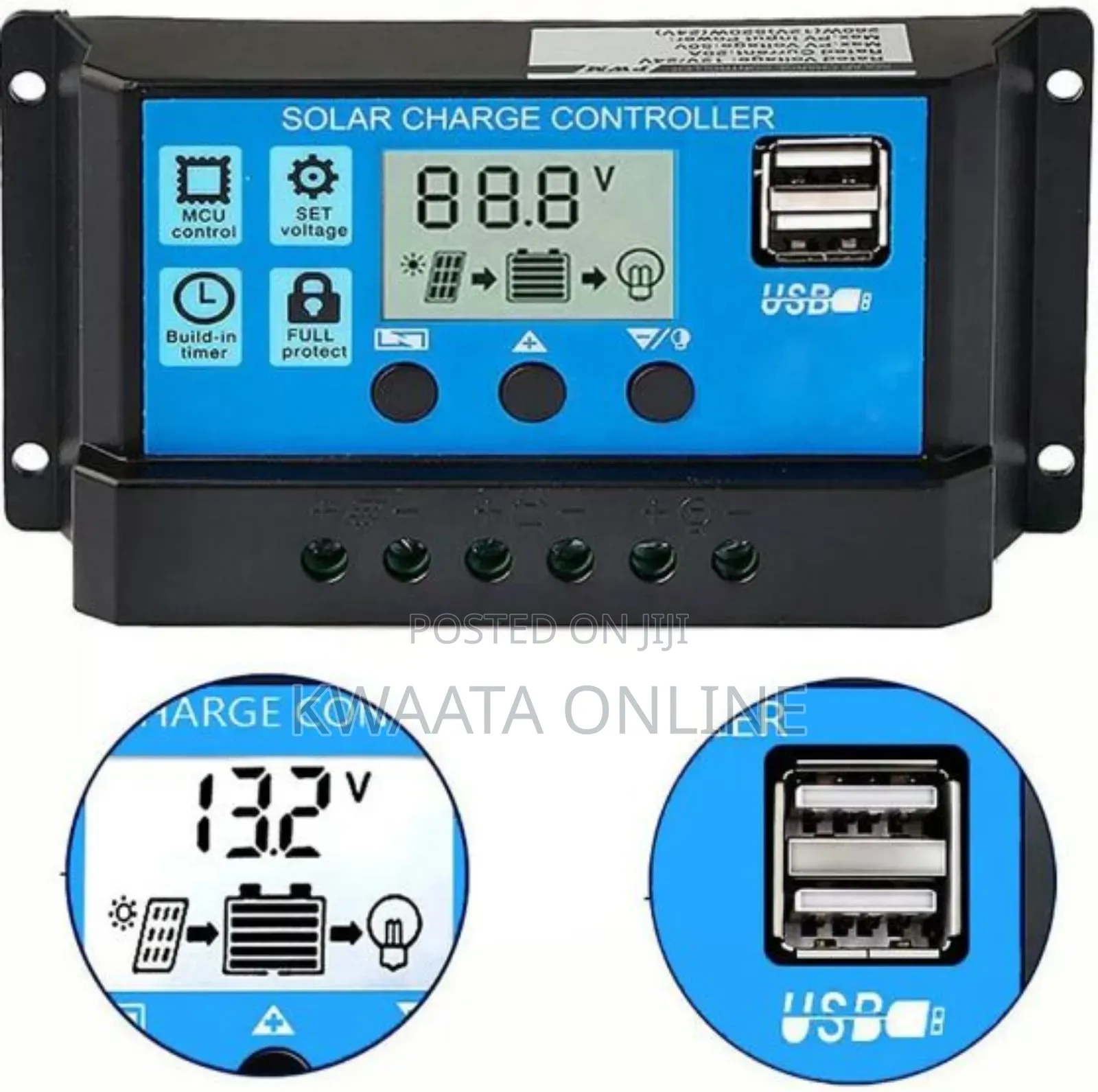10a Solar Charge Controller 12v/24v Auto Adjustable PWM LCD