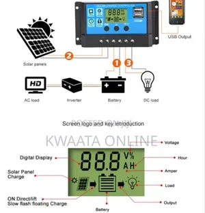 10a Solar Charge Controller 12v/24v Auto Adjustable PWM LCD