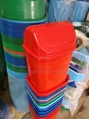 Photo - Red Plastic Dust Bins (Swing Bins)