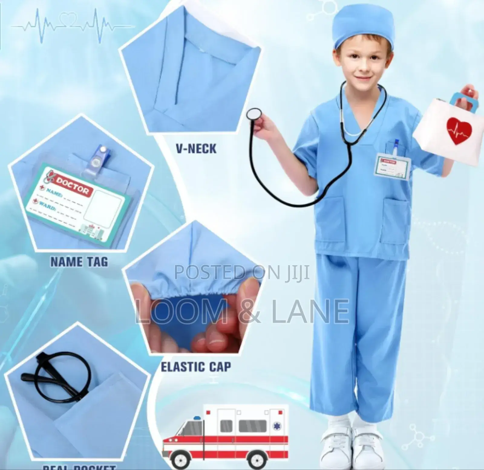 Blue Doctor Kids Costume
