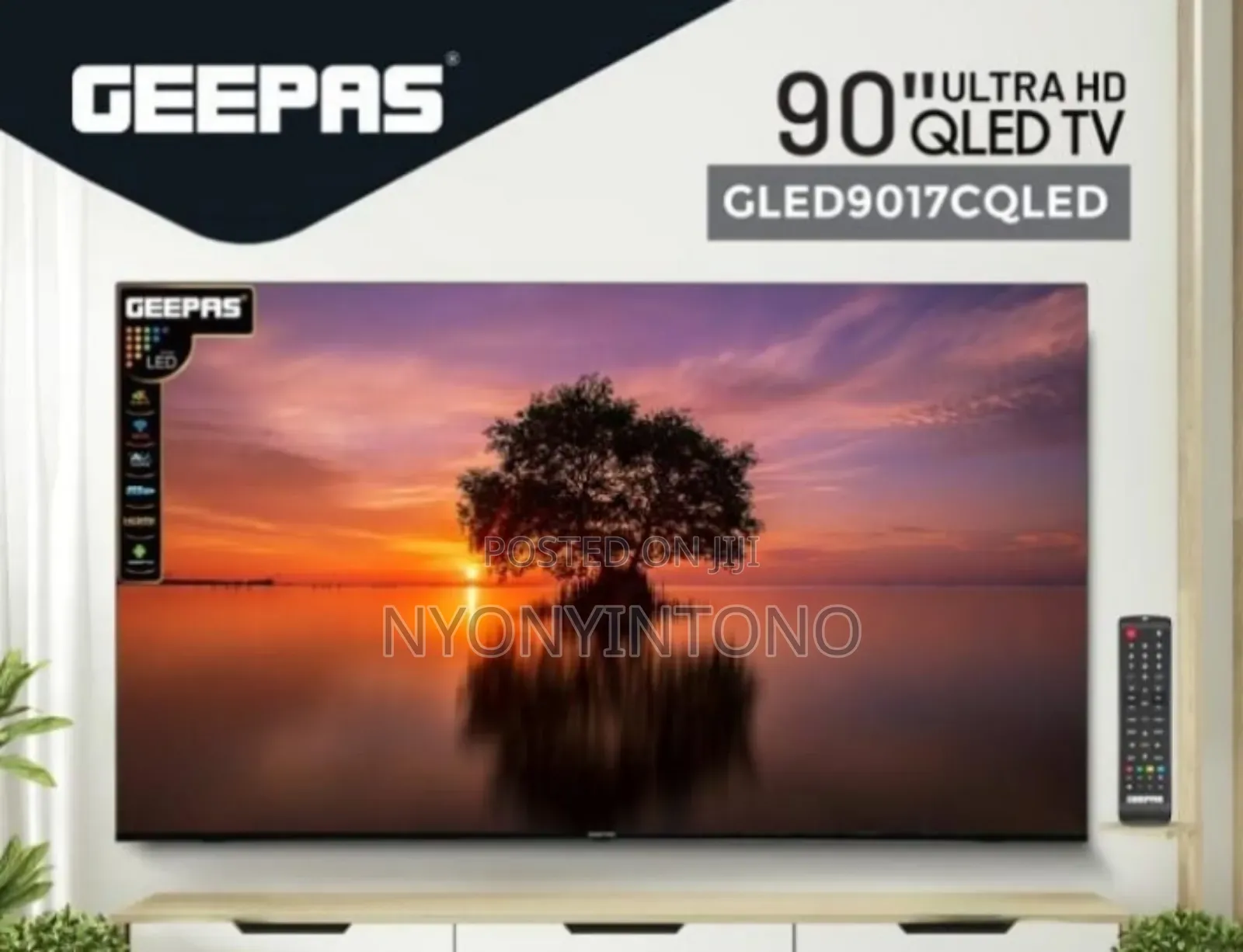 Geepas 90" Qled Uhd Flameless Smart Tv