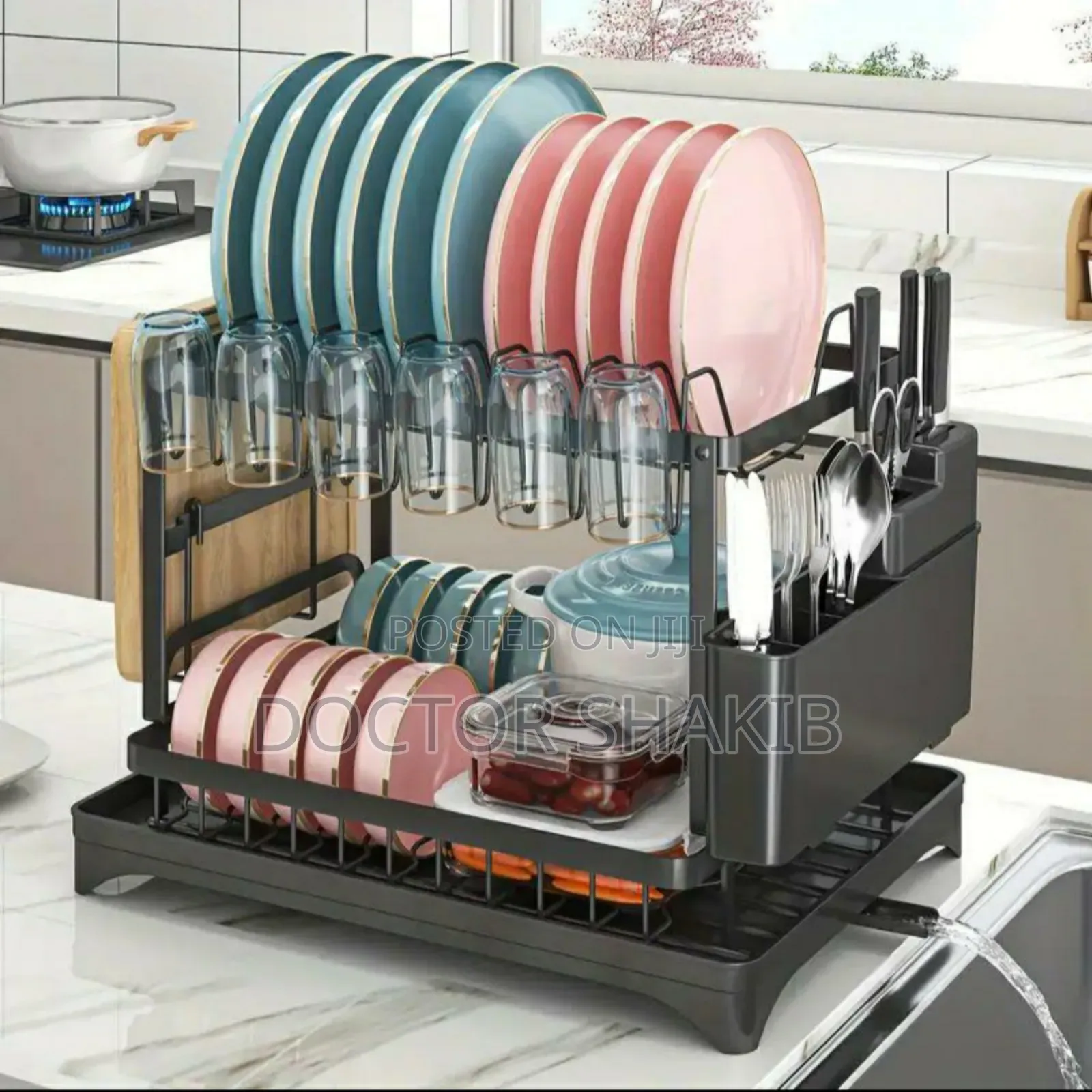 Luxurious Dish Drying Stand With Drainers 2 Tiers