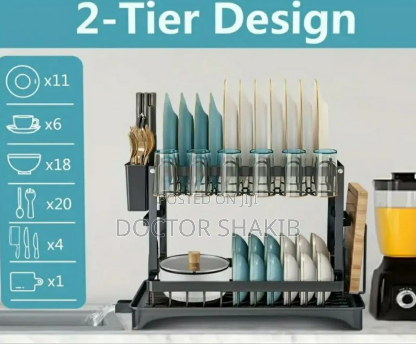 Luxurious Dish Drying Stand With Drainers 2 Tiers