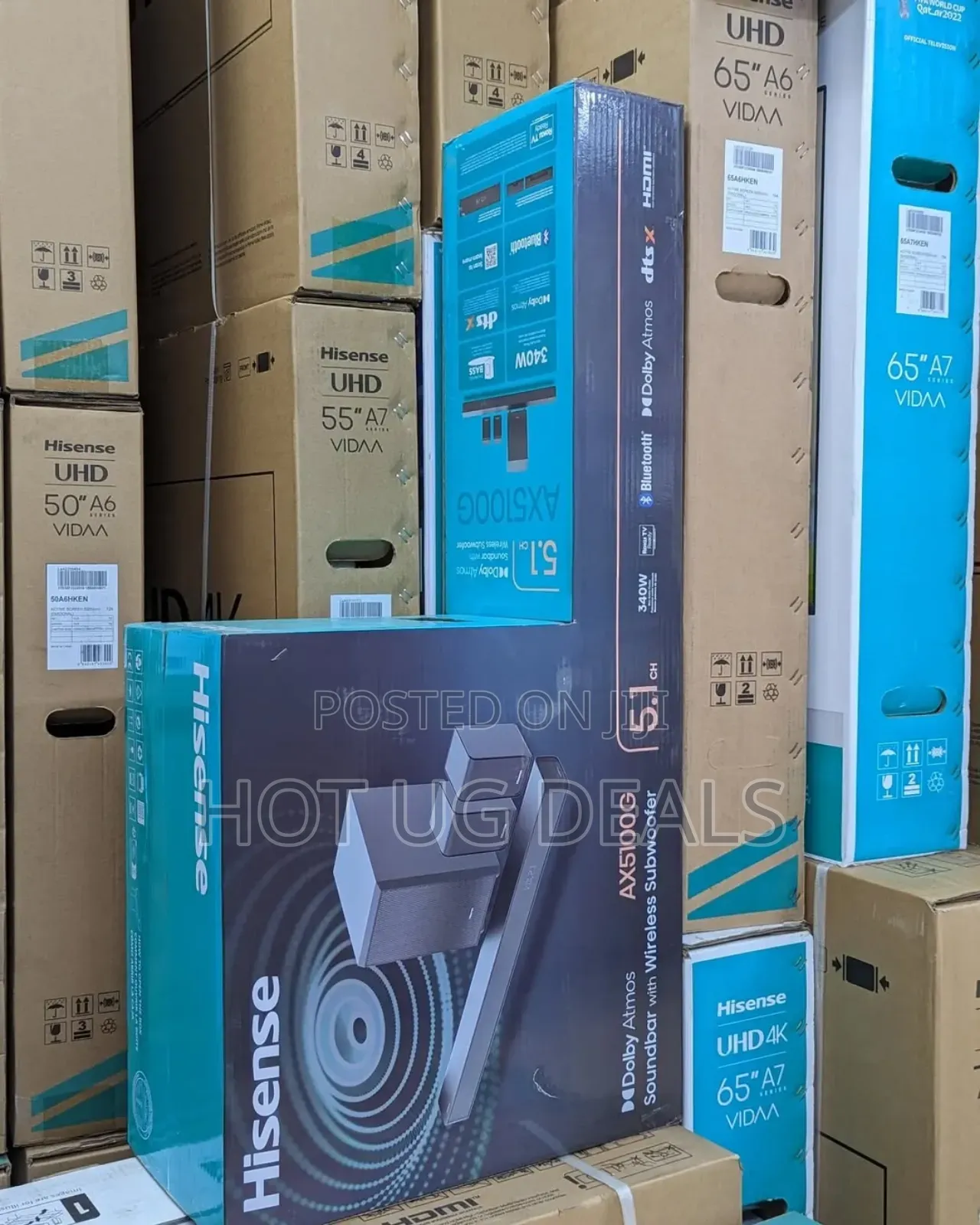580w Hisense Ax5100q 5.1 Sound Bar System With Wireless Subwoofer.