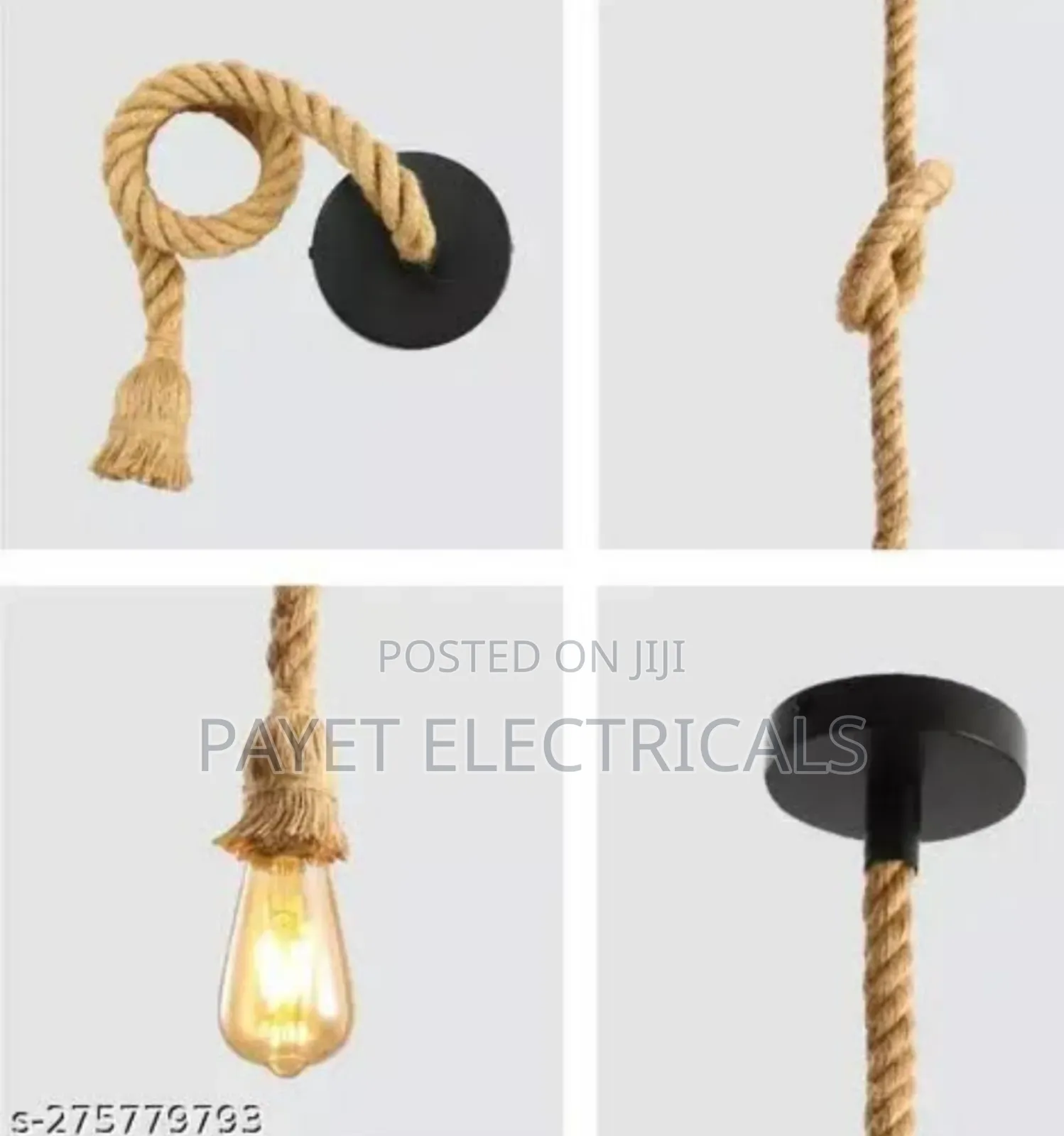 Filament Bulb With Rope Pendant Light