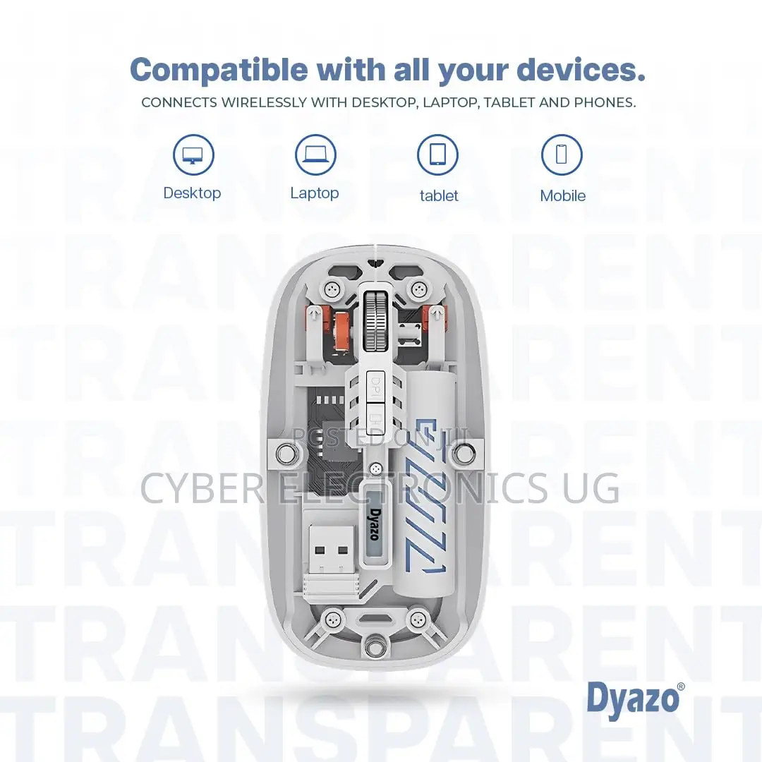 Transparent Bluetooth Wireless Mouse Rechargeable Unique Design