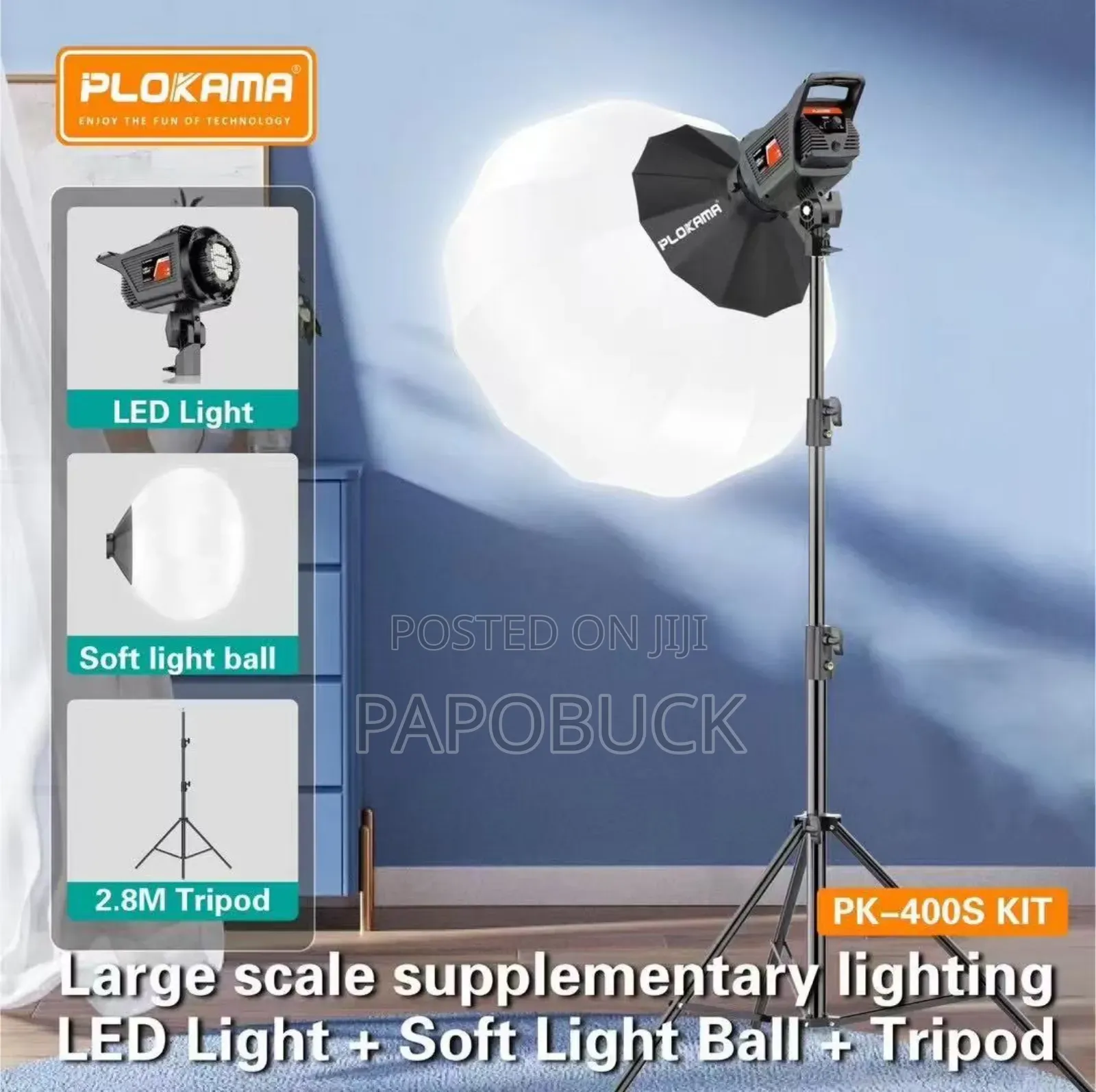 Plokama Pk400s Light With 2.8m Tripod Umbrella