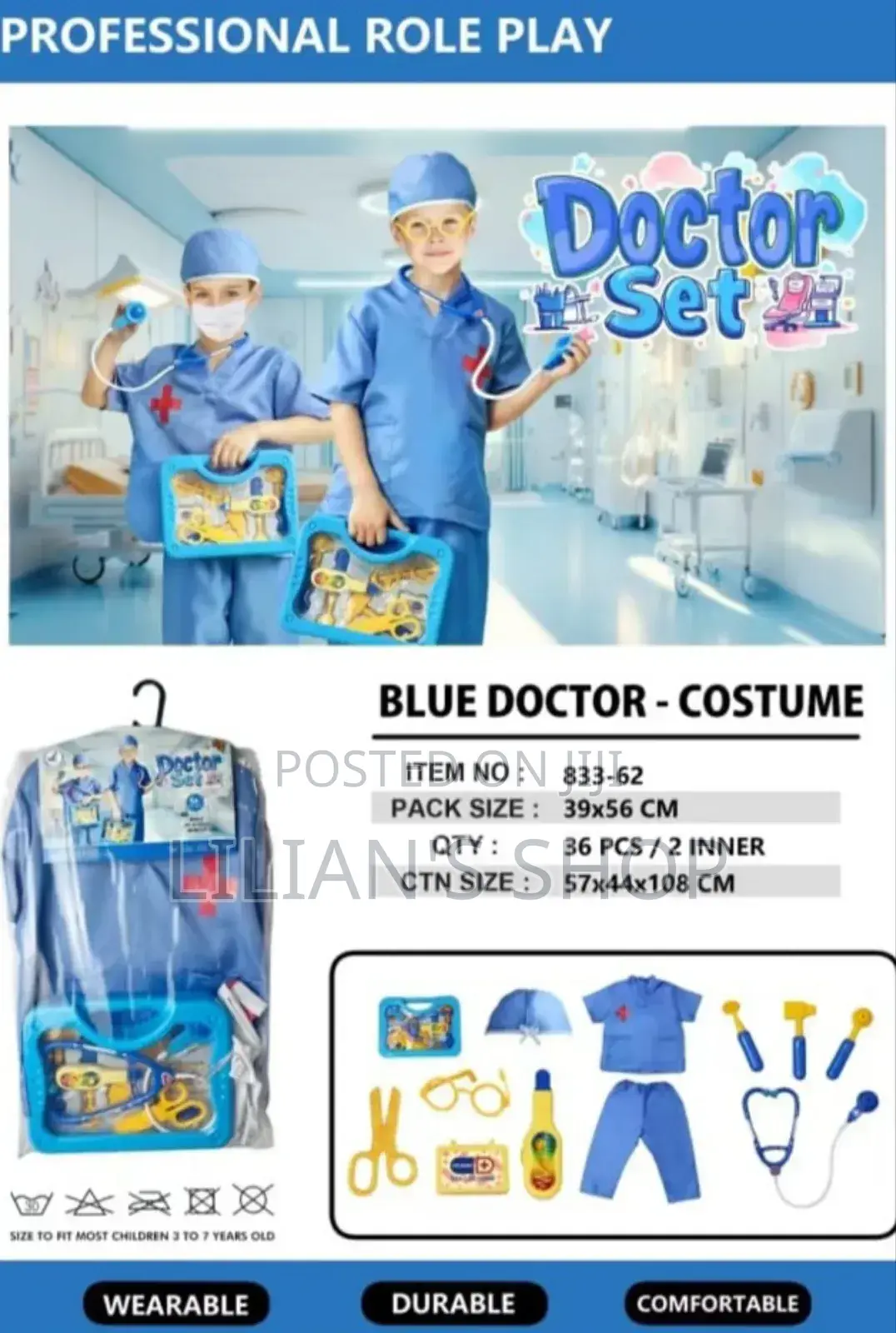 Blue Doctor Kids Costume