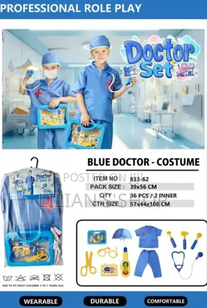 Blue Doctor Kids Costume
