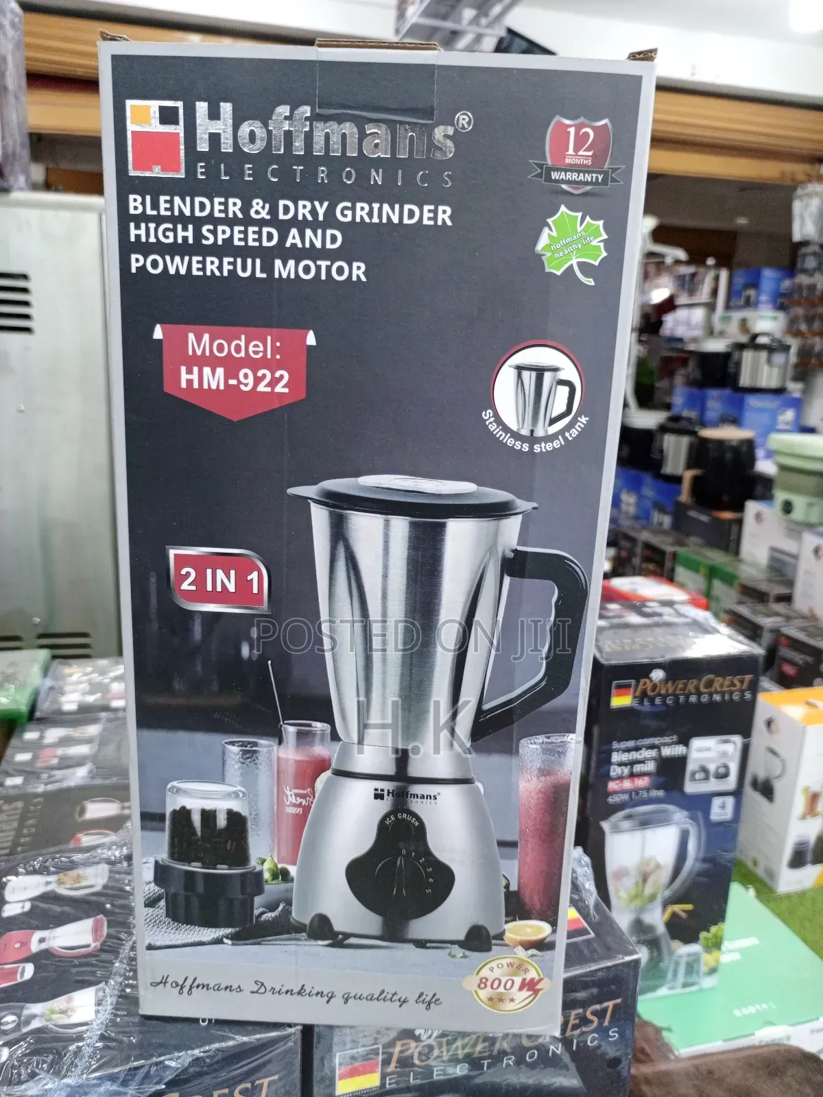 Hoffmans Electronics Blender Dry Grinder, Model Hm-922.