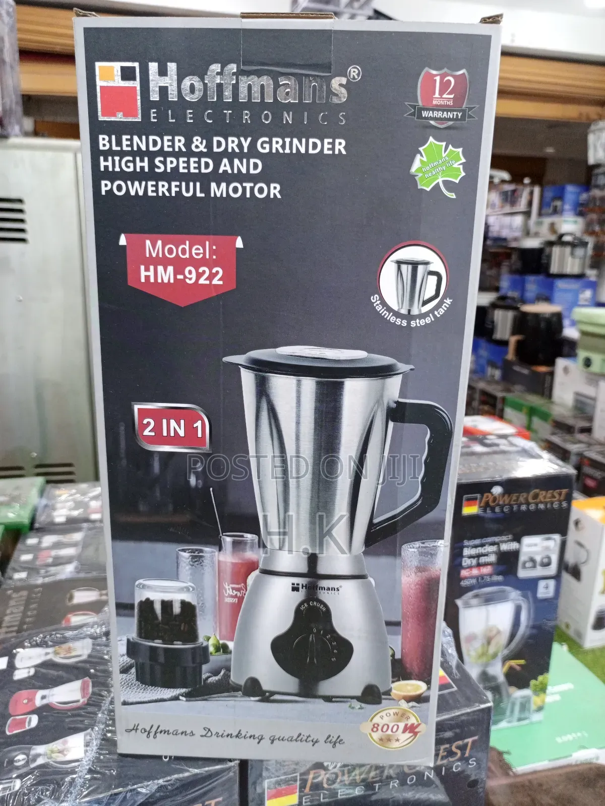 Hoffmans Electronics Blender Dry Grinder, Model Hm-922.