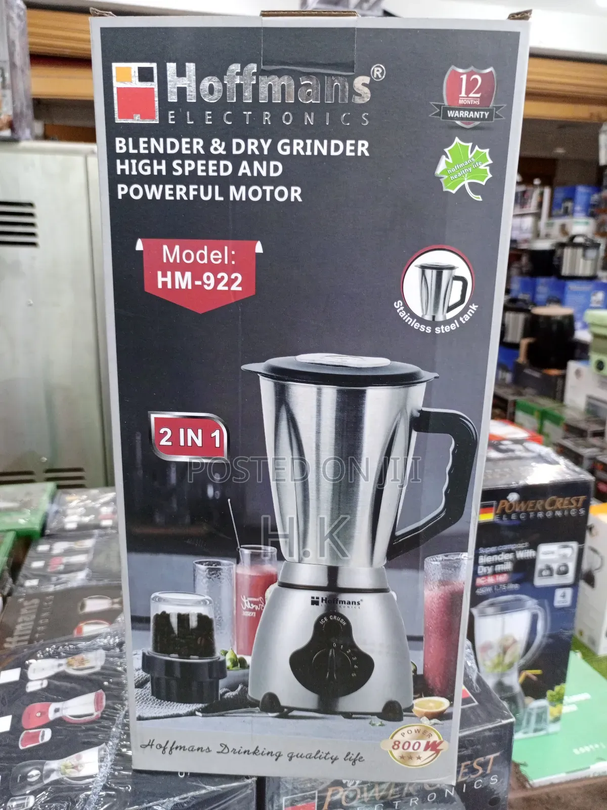 Hoffmans Electronics Blender Dry Grinder, Model Hm-922.