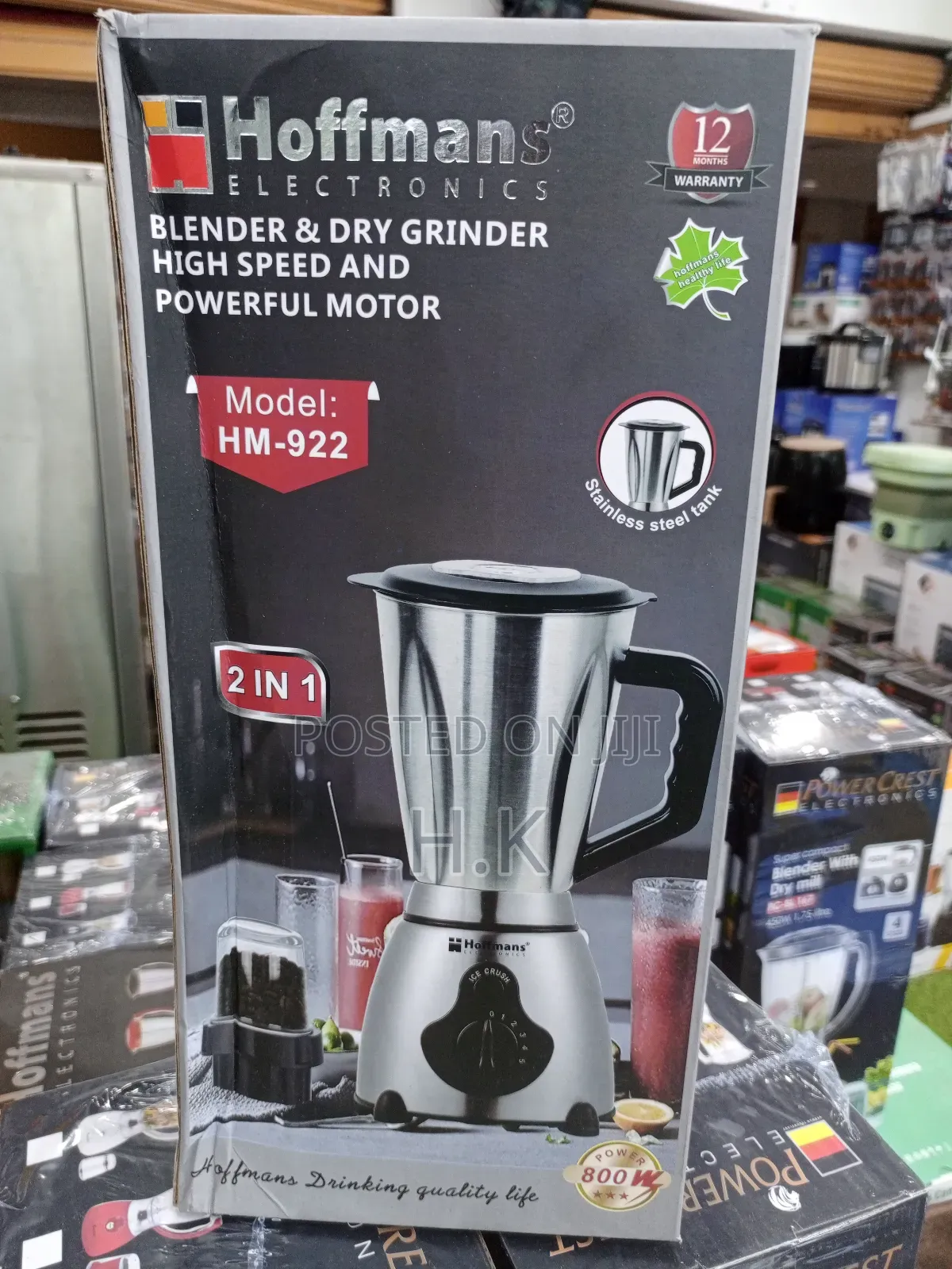 Hoffmans Electronics Blender Dry Grinder, Model Hm-922.