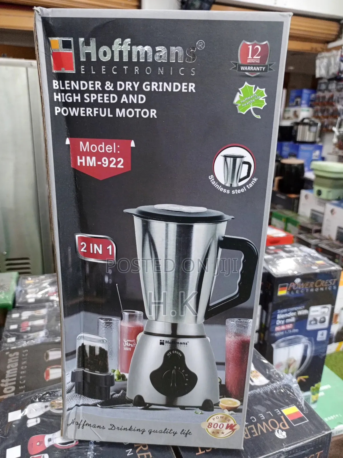 Hoffmans Electronics Blender Dry Grinder, Model Hm-922.