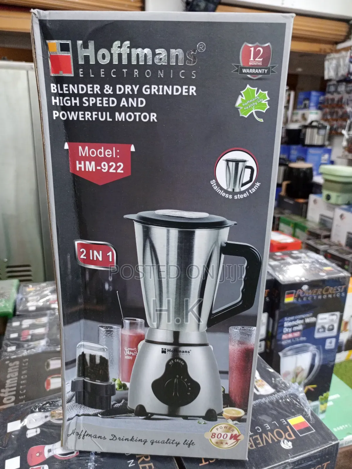 Hoffmans Electronics Blender Dry Grinder, Model Hm-922.
