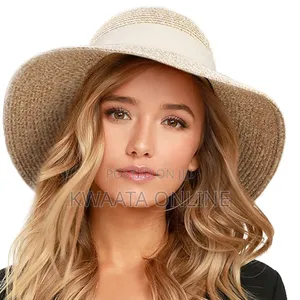 Womens Sun Straw Hat Wide Brim Summer Hat Foldable