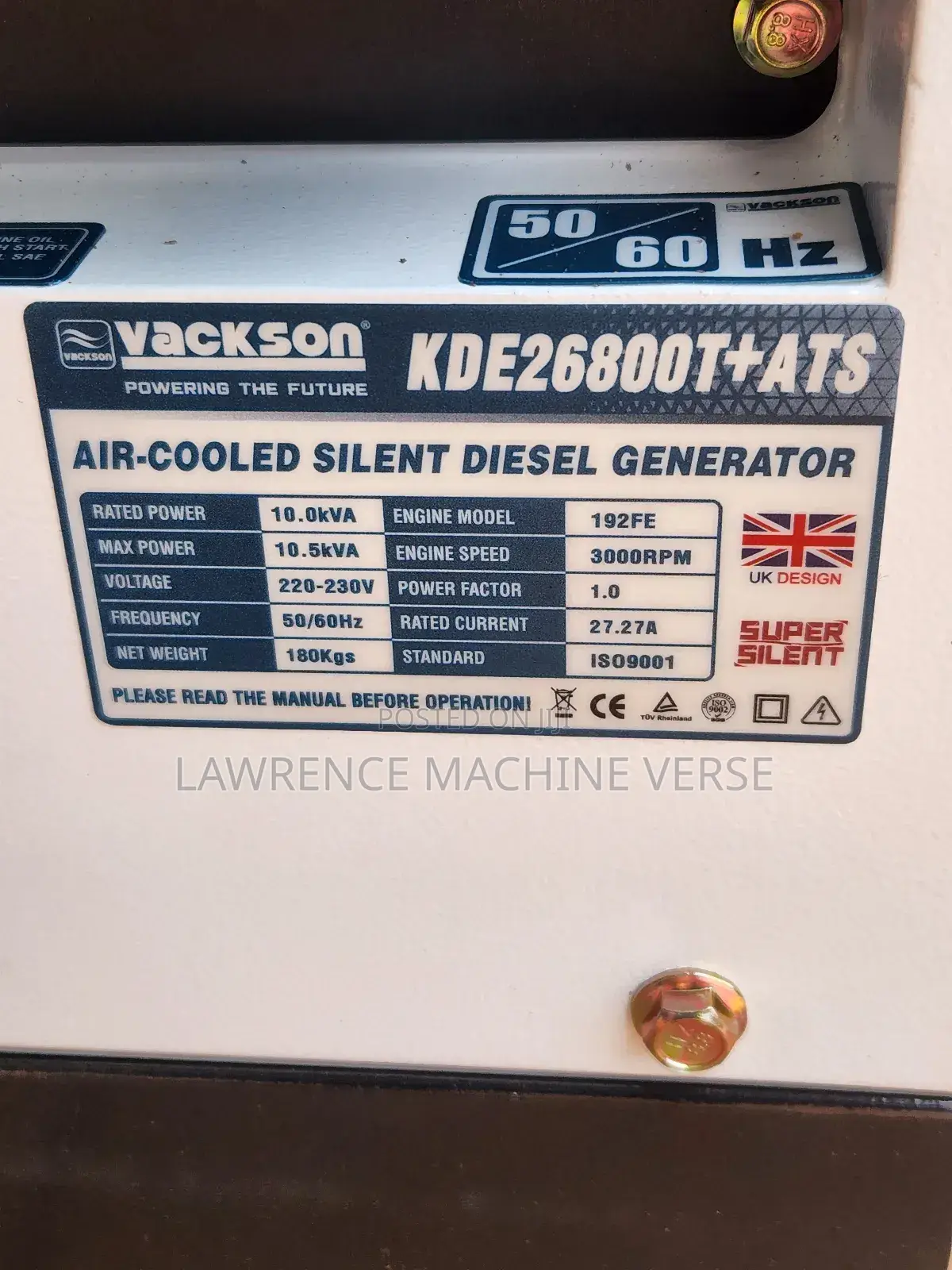 Vackson Diesel Generator 10.5kva Super Silent