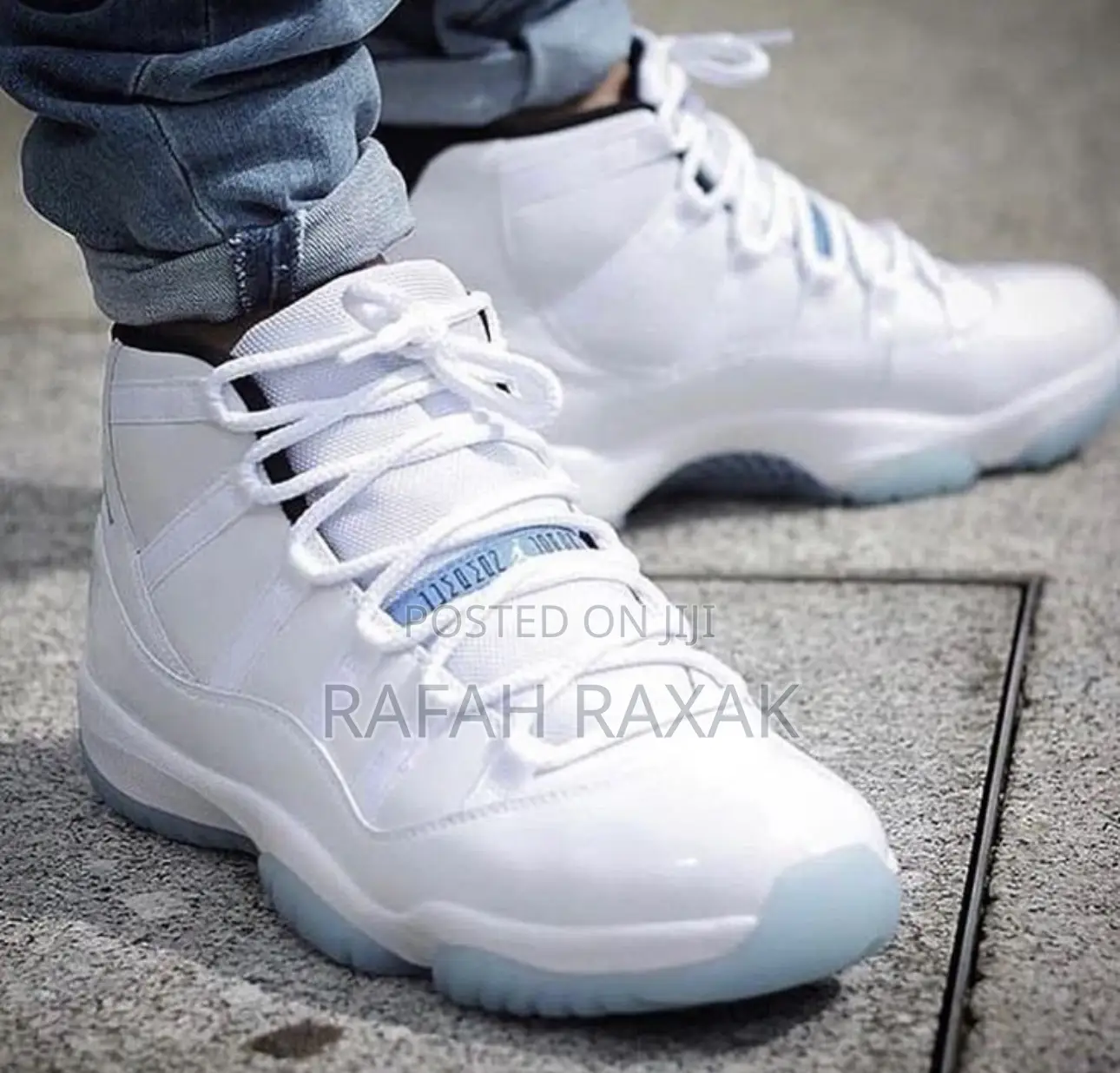 Original White/Blue Air Jordan 11 Retro Sneakers