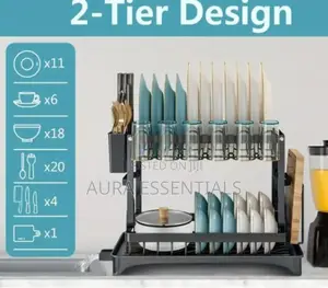 Lucario Dish Drying Stand With Drainer 2 Tiers