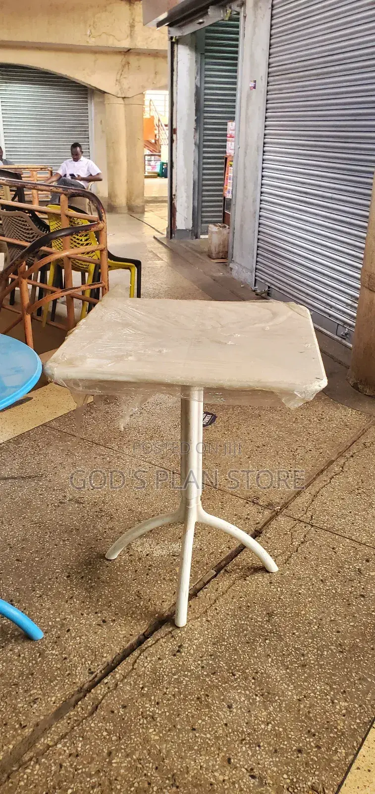 Balcony White Plastic Table Square