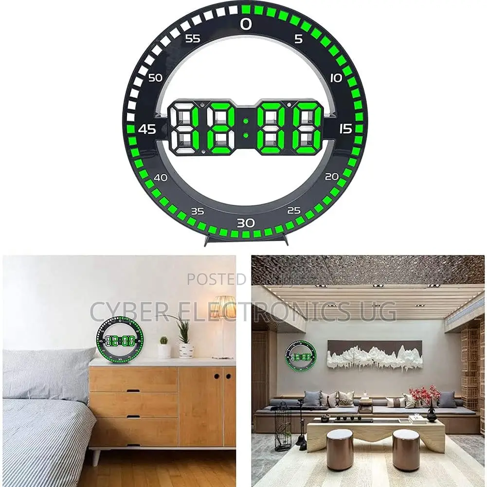 Round Digital Wall Clock With Date, Alarm, Temperature