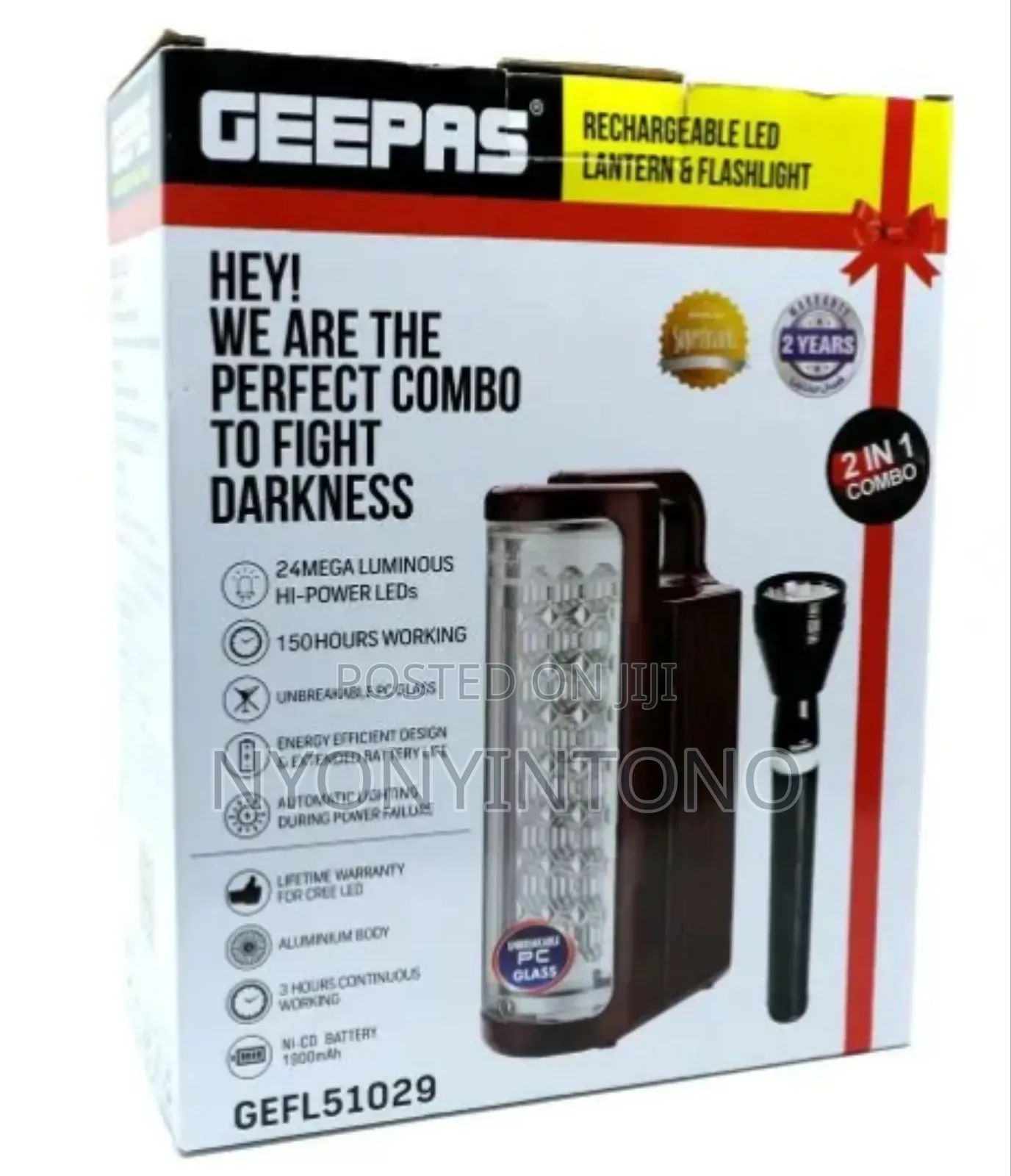 Geepas Rechargeable Led Lantern + Digital Flashlight Combo