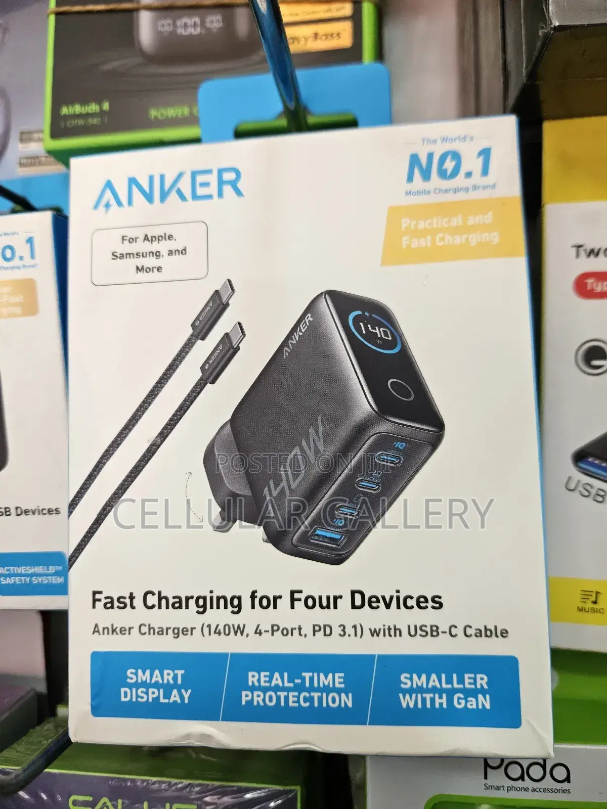 Anker Charge 140w, 4- Ports, Pd 3.1 With Usb-C Cable