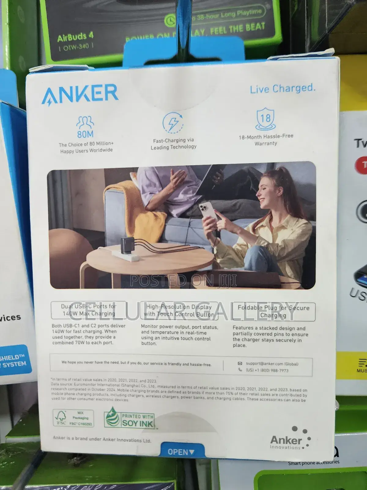 Anker Charge 140w, 4- Ports, Pd 3.1 With Usb-C Cable