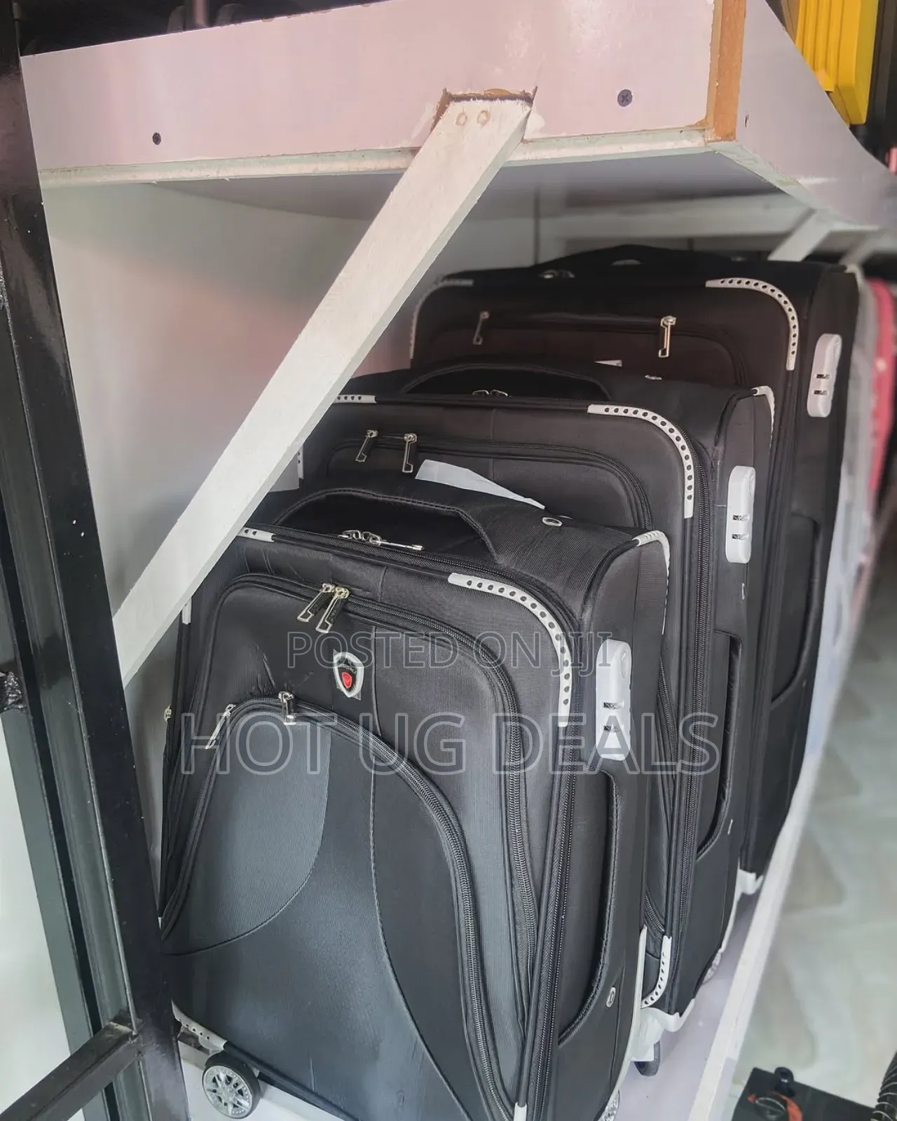 Set Of 3 In 1 Fabric Cloth Travel Suitcases (S, M, L) -bkack