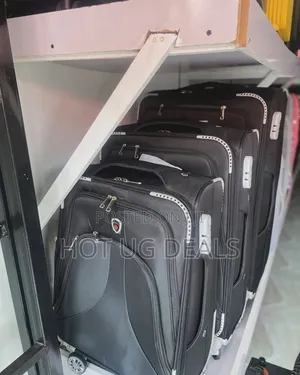 Set Of 3 In 1 Fabric Cloth Travel Suitcases (S, M, L) -bkack