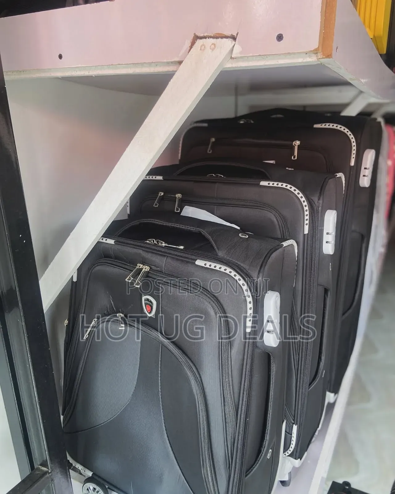 Set Of 3 In 1 Fabric Cloth Travel Suitcases (S, M, L) -bkack