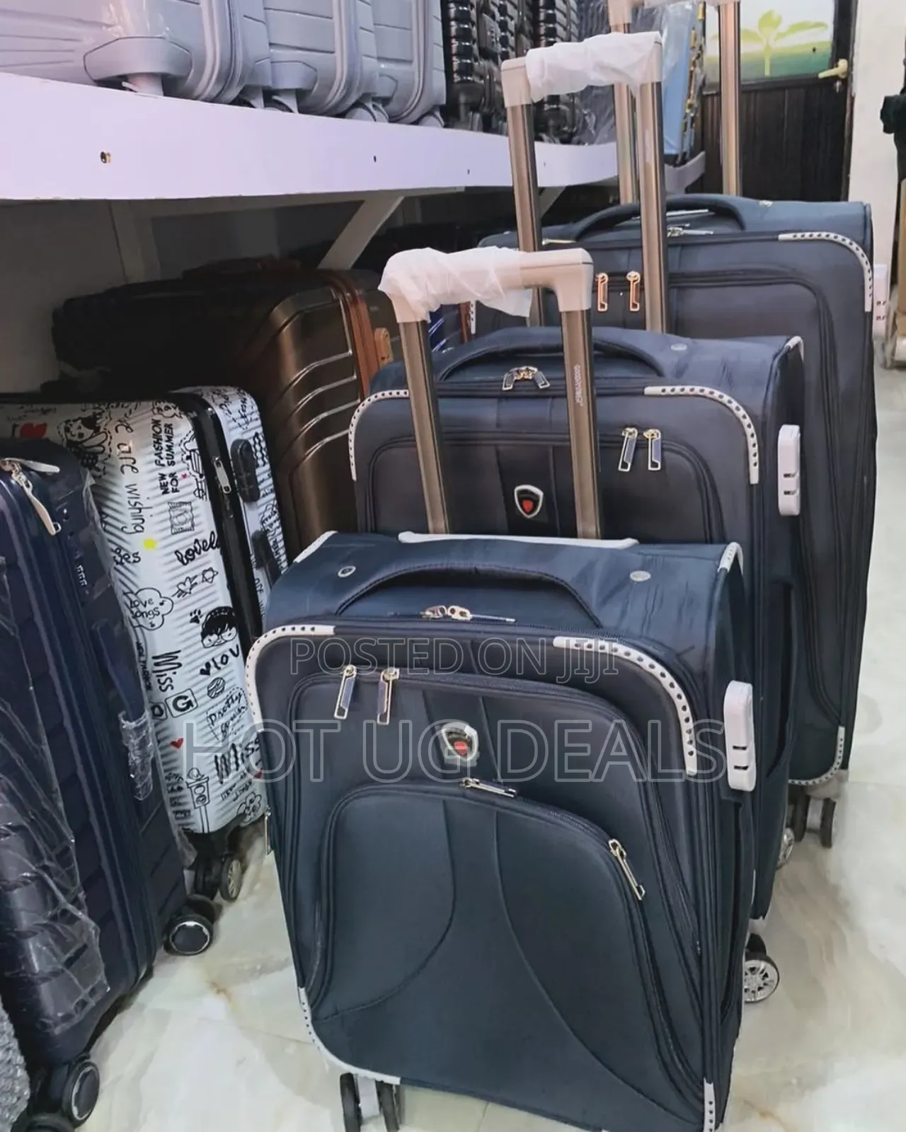 Fabric Cloth Travel Suitcases (S, M, L) -bkack