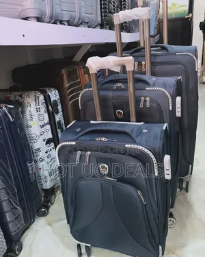 Fabric Cloth Travel Suitcases (S, M, L) -bkack