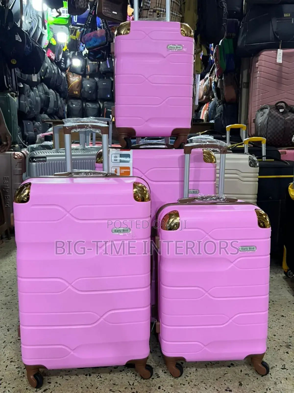 3pcs Pink Durable Plastic Suitcases/ Travel Bags