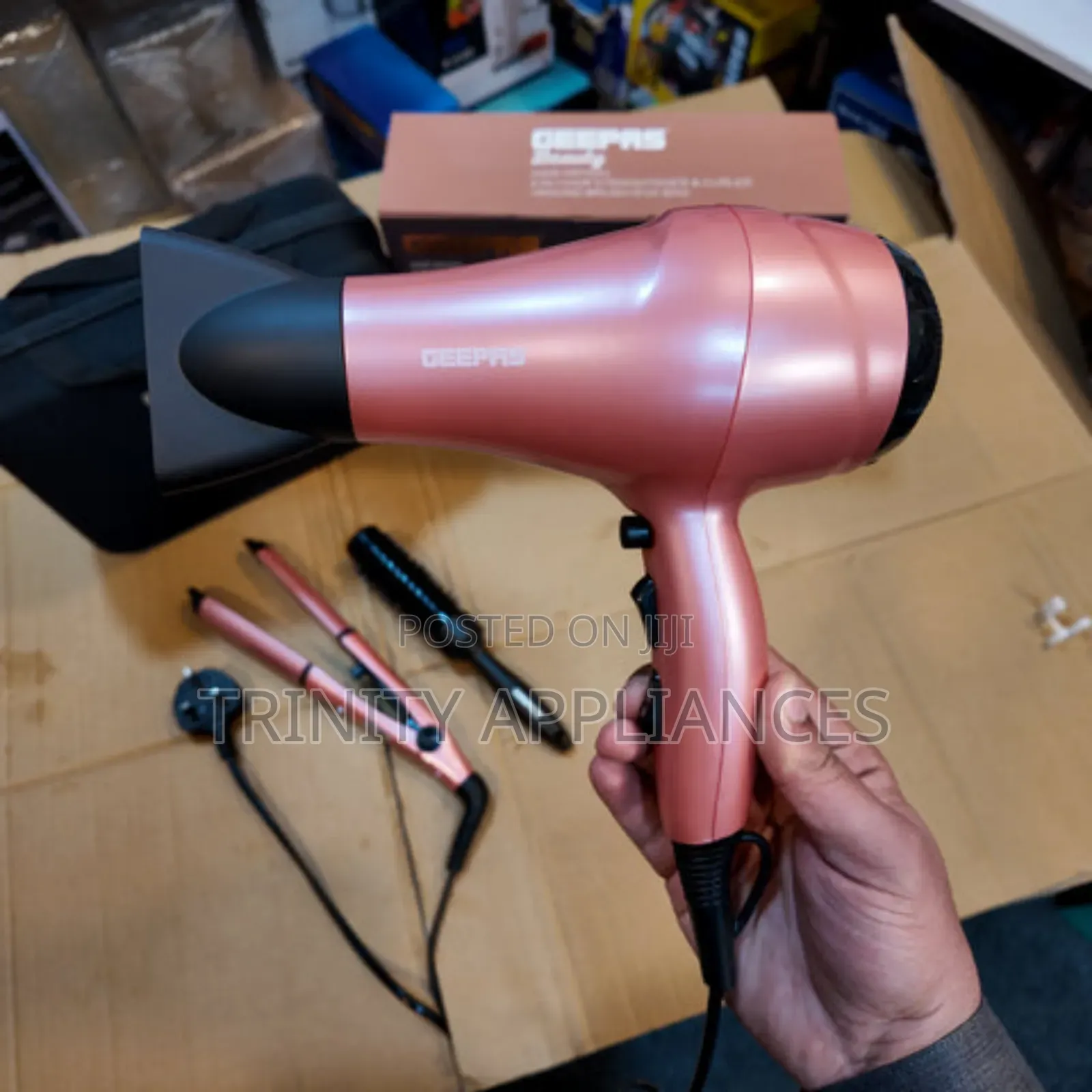 Geepas 4 In1 Hair Dressing Set- Hair Dryer,Straightener,Bag