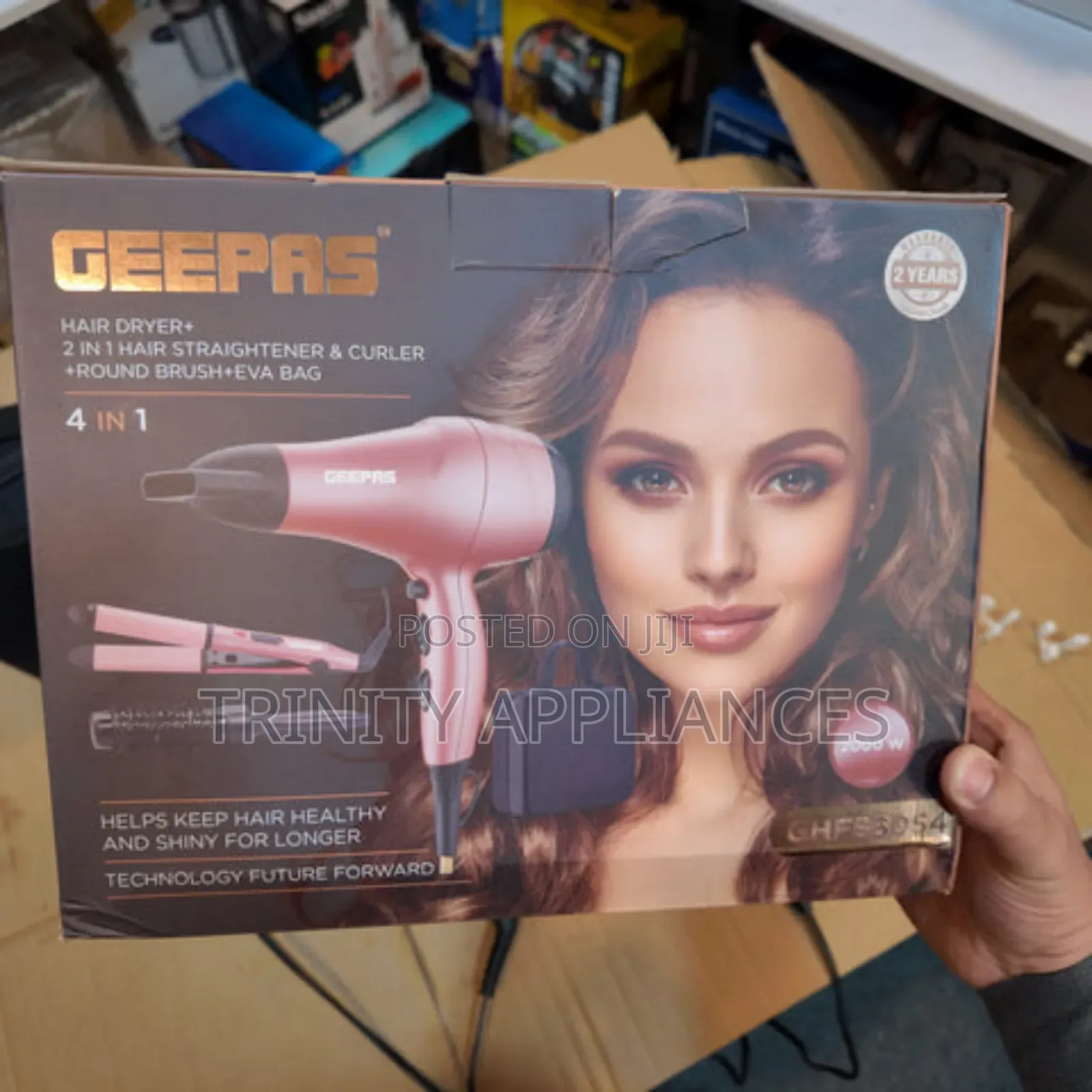 Geepas 4 In1 Hair Dressing Set- Hair Dryer,Straightener,Bag