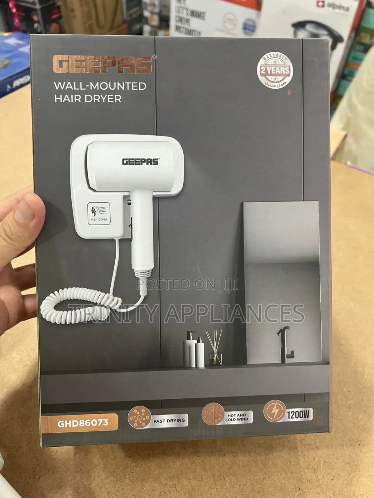 Geepas Wall Mounted Hair Dryer Ghd86073