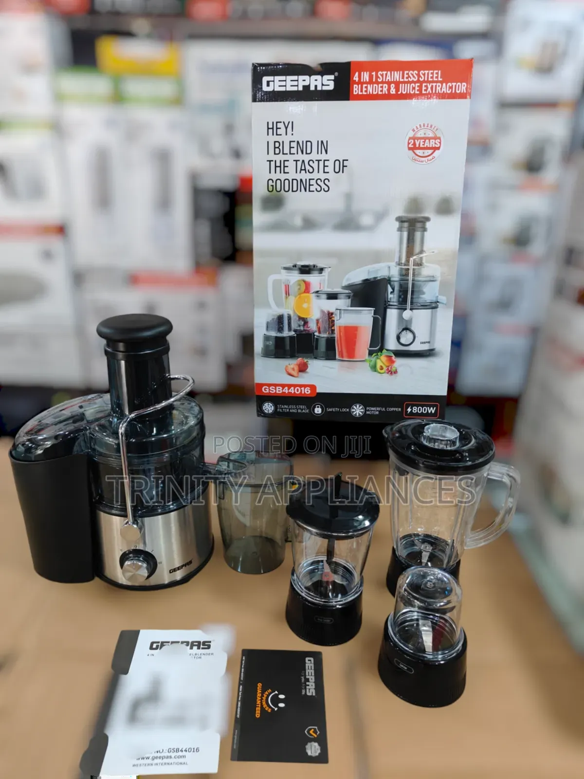 Geepas 4 in 1 Stainless Steel Blender and Juicer Gsb44016