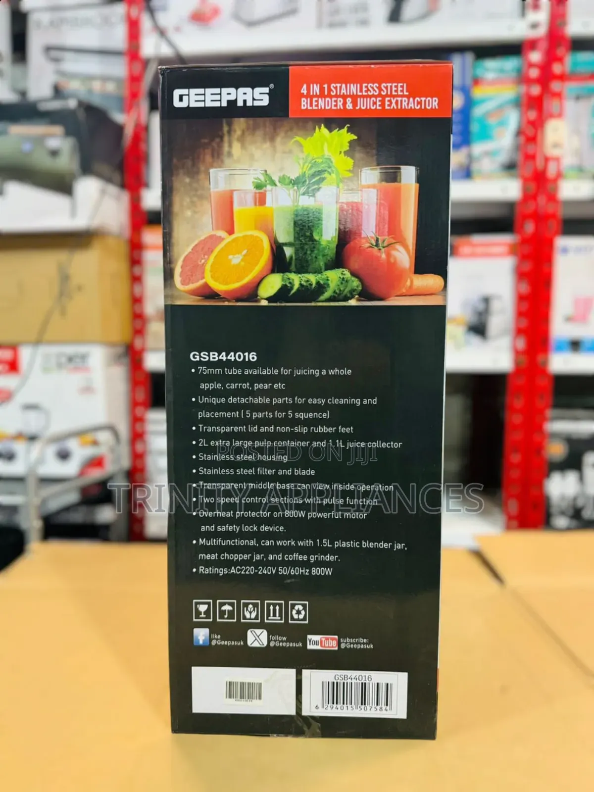 Geepas 4 in 1 Stainless Steel Blender and Juicer Gsb44016