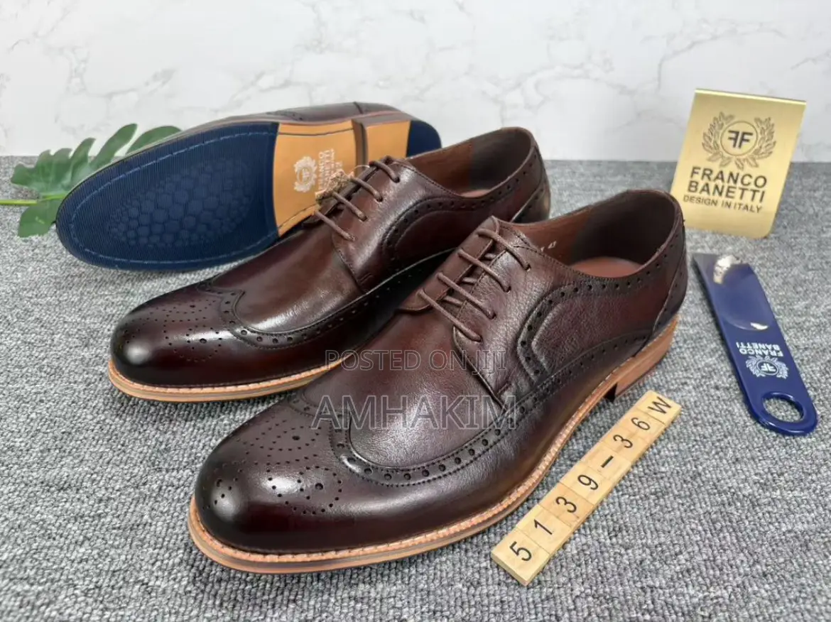 Classic Men Franco Banetti Leather Oxfords in Stock