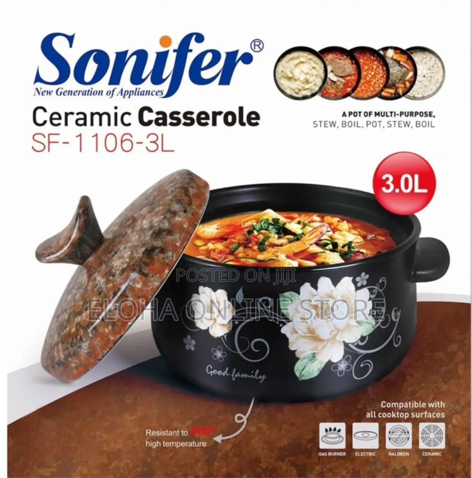Sonifer Ceramic Casserole, Model Sf-1106-3l