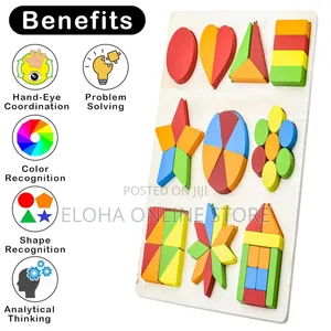 10in1 Wooden Kids Educational Colourful Square Tangram Game