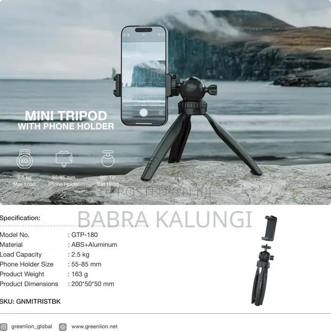 Green Lion Mini 360o Tripod With Phone Holder, 55-85 Mm