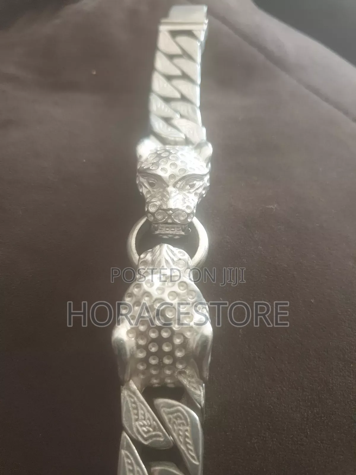Leopard Double Head Silver Bracelet
