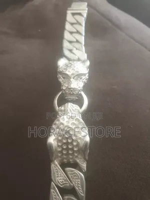 Leopard Double Head Silver Bracelet