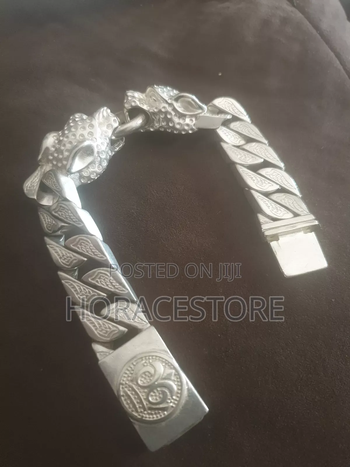 Leopard Double Head Silver Bracelet