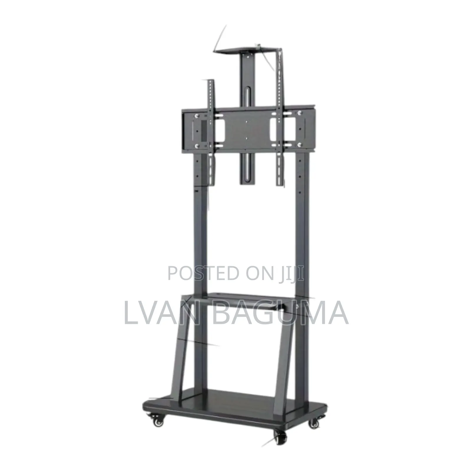 Adjustable Mobile Tv Stand With Wheels - Metallic